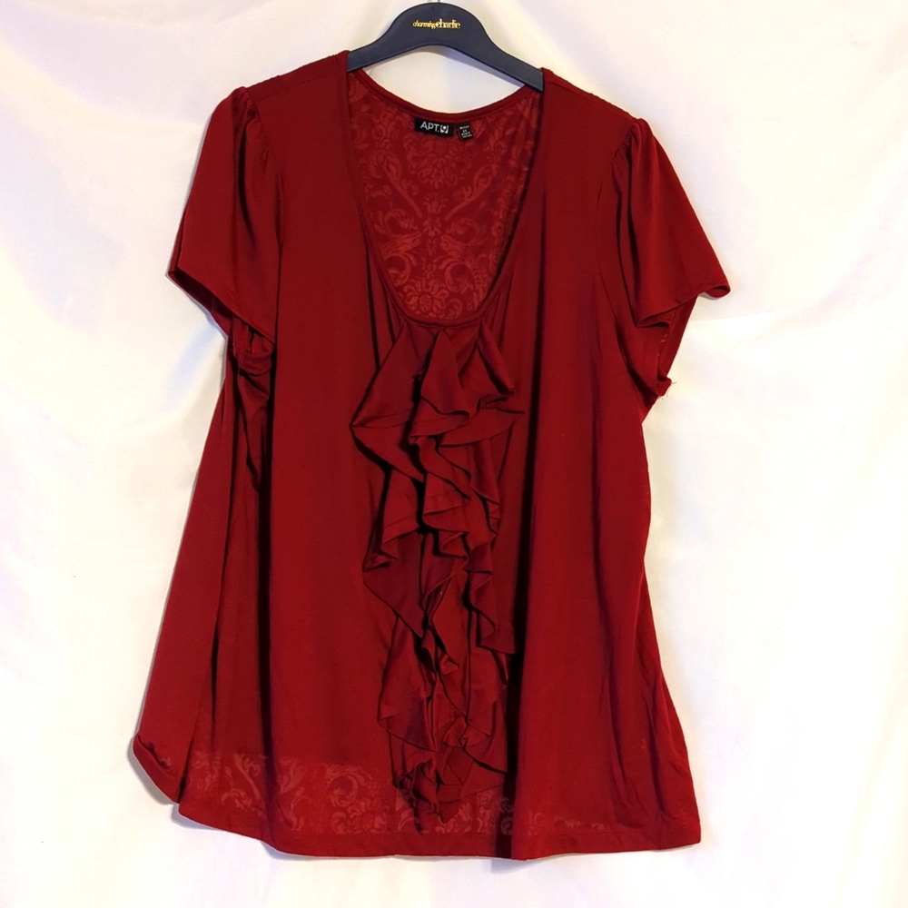 Ruffled Center Maroon Top